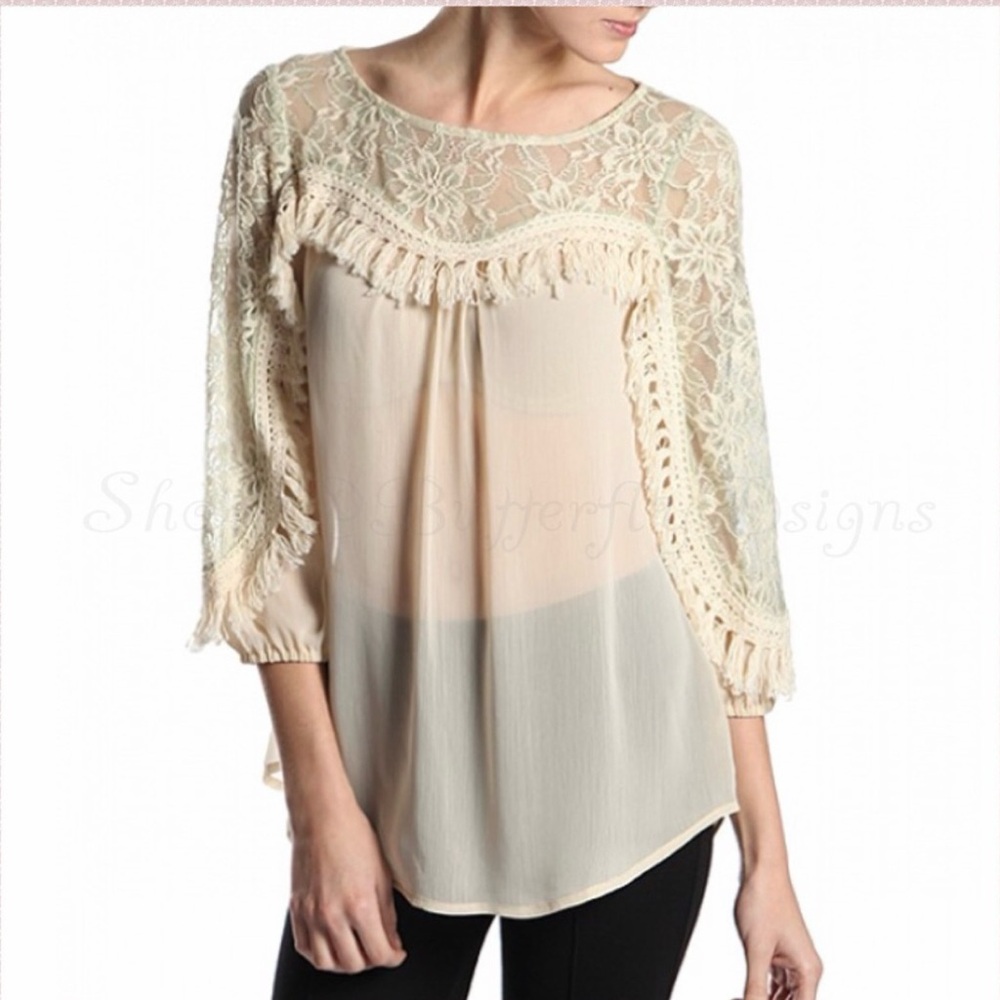 Anthropologie sheer lace blouse size M Ryu